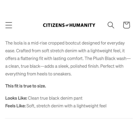 NWT Size 34 - Citizens of Humanity Isola Mid Rise Cropped Bootcut Jeans - Picture 13 of 14